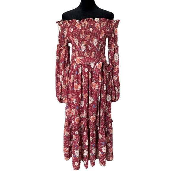 NWT Baltic Born Floral Smocked Midi Dress | Balloon Sleeves | Fall | 1X X-Large - Picture 4 of 16